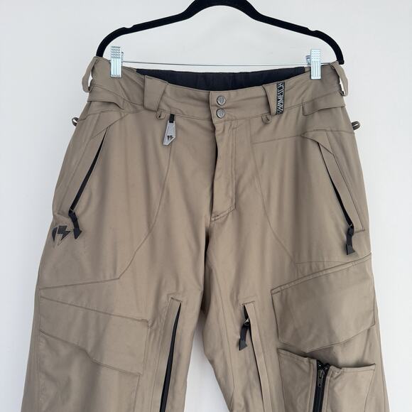 Homeschool Snowboard Pants Mens Medium Tan Ski Cargo Lined Waterproof - Picture 2 of 15